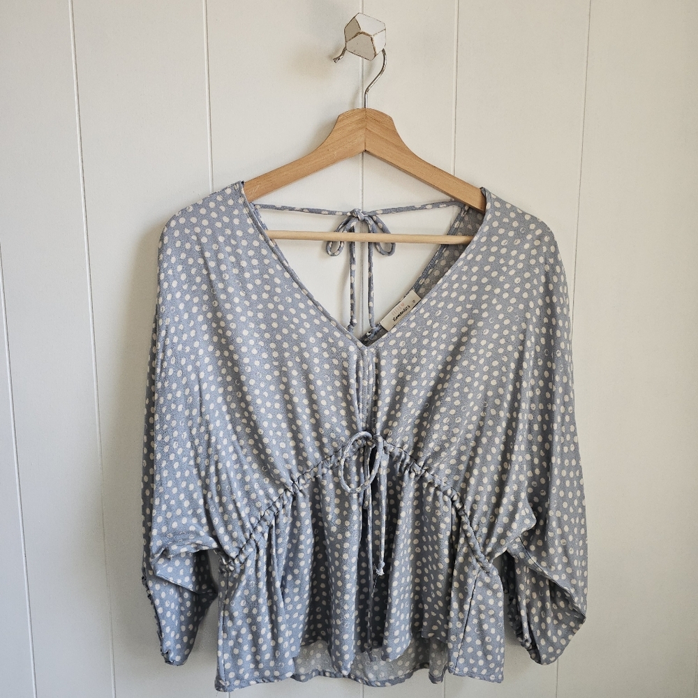 ☆ URBAN ROMANTICS Light Blue Polka Dot Blouse